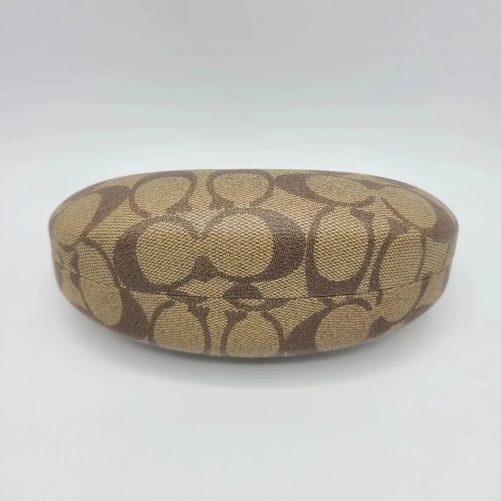 Coach Signature C Print Sunglasses Eyeglasses Case Clam Shell Style Tan Brown